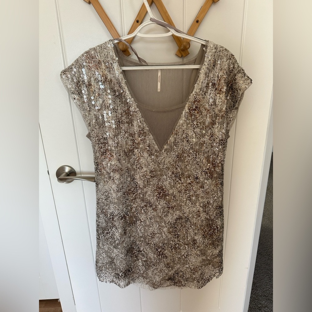 Free people Sequin V-Neck Top -